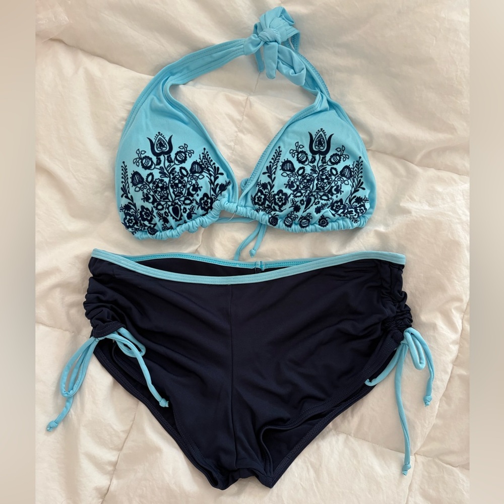 Blue Floral Bikini Set